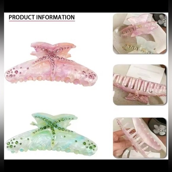 Pink Starfish Rhinestone Hair Clip main image 8